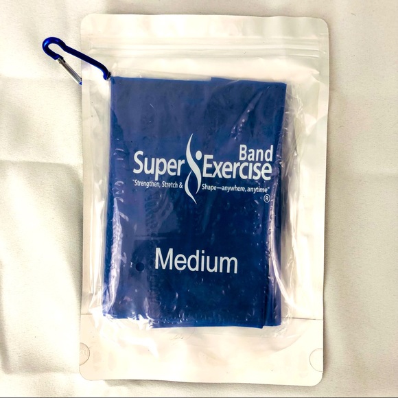 NWOT Super Exercise Resistance Band blue medium in carry pouch - Picture 1 of 16